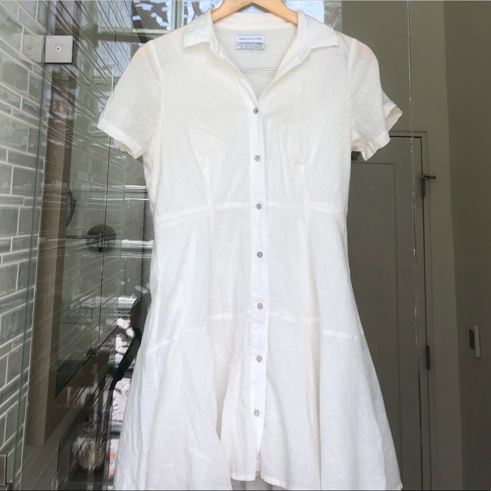 White Linen Button Up Dress
